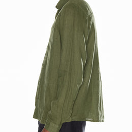 Long Sleeve Linen Shirt in Khaki