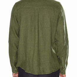 Long Sleeve Linen Shirt in Khaki