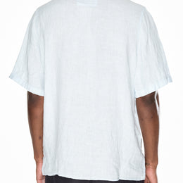 Short Sleeve Linen Shirt in Light Blue