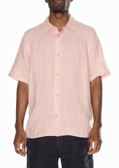 Short Sleeve Linen Shirt in Dusky Pink