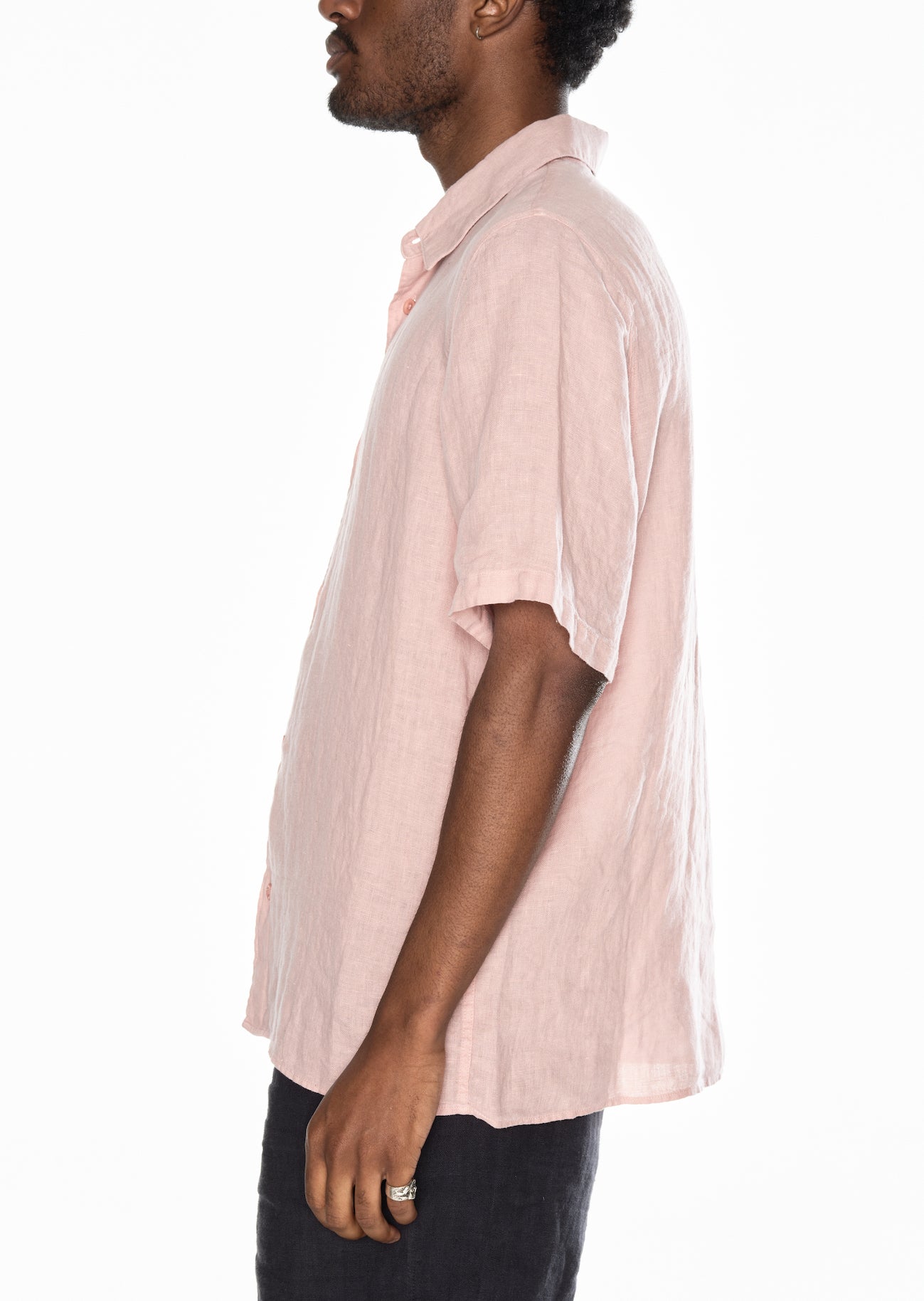 Short Sleeve Linen Shirt in Dusky Pink