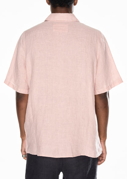 Short Sleeve Linen Shirt in Dusky Pink