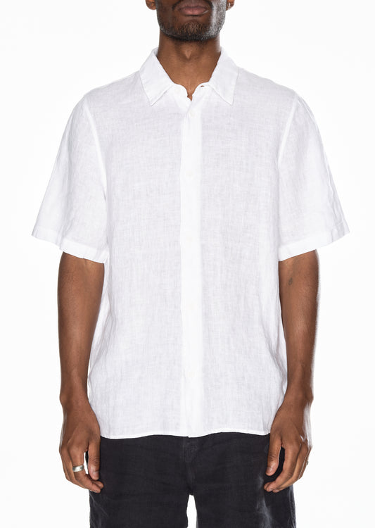 Short Sleeve Linen Shirt in White