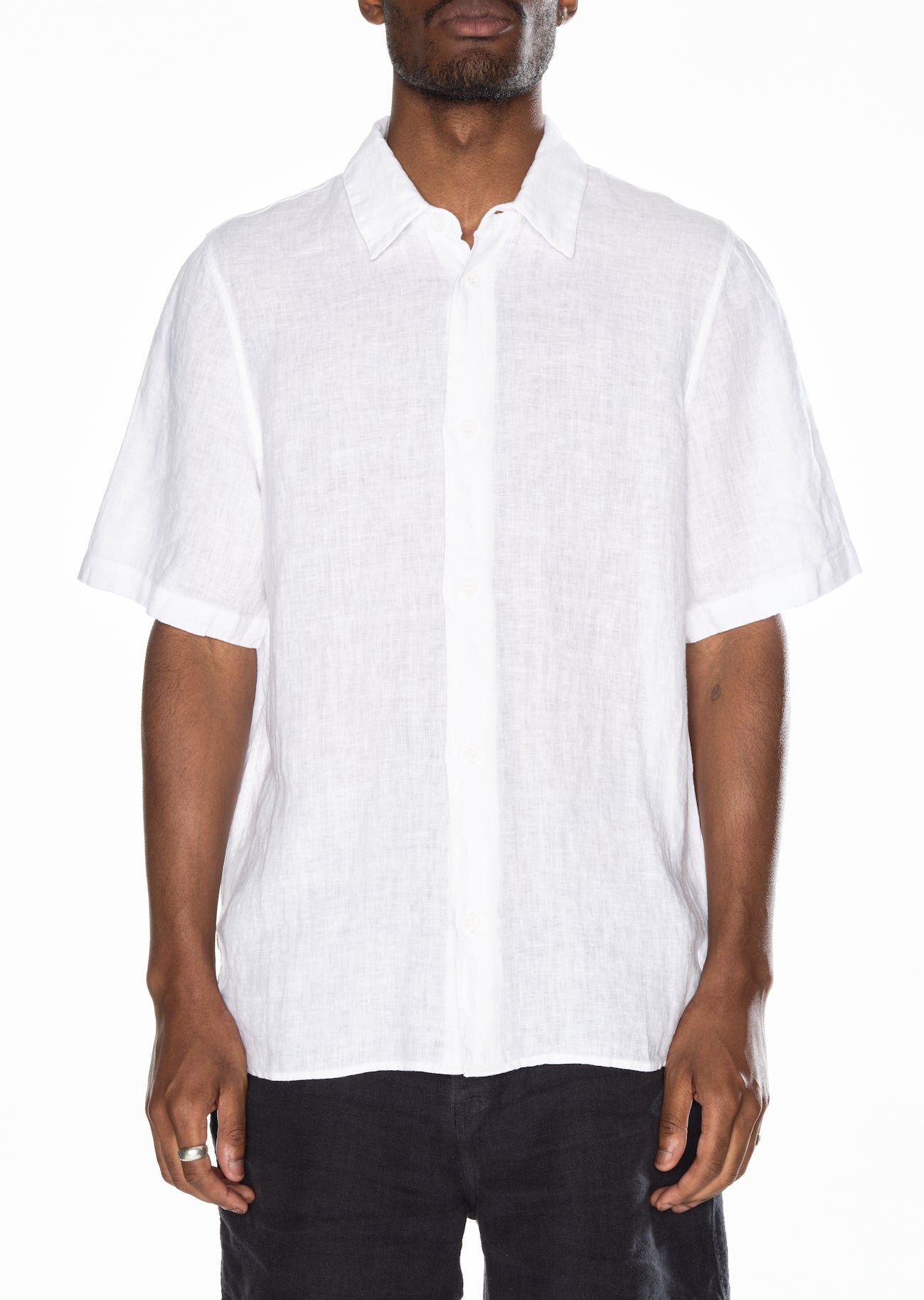 Short Sleeve Linen Shirt in White – albam Clothing