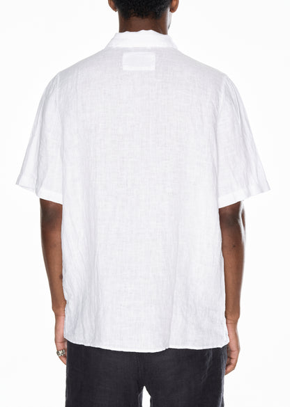 Short Sleeve Linen Shirt in White