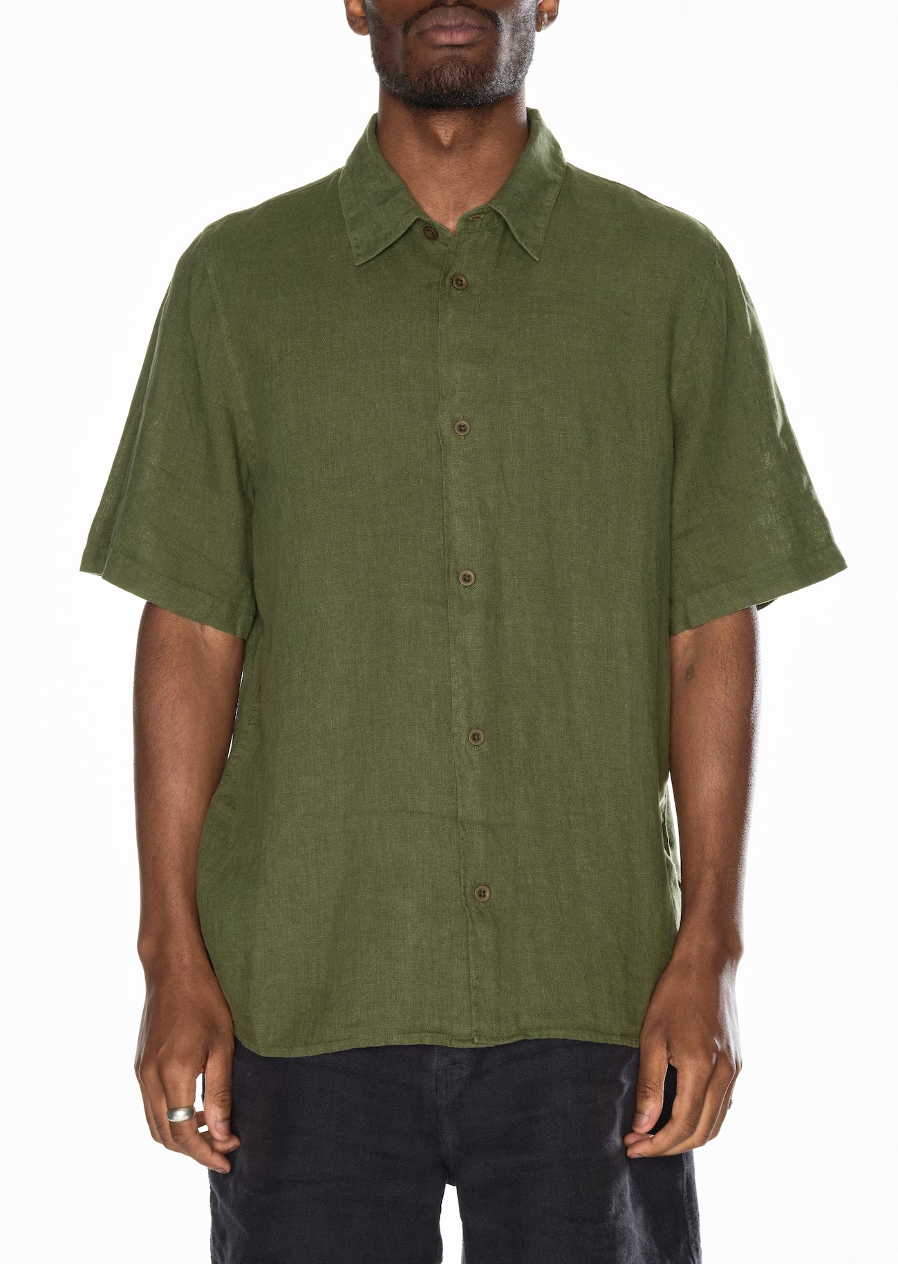 Short Sleeve Linen Shirt in Khaki – albam Clothing