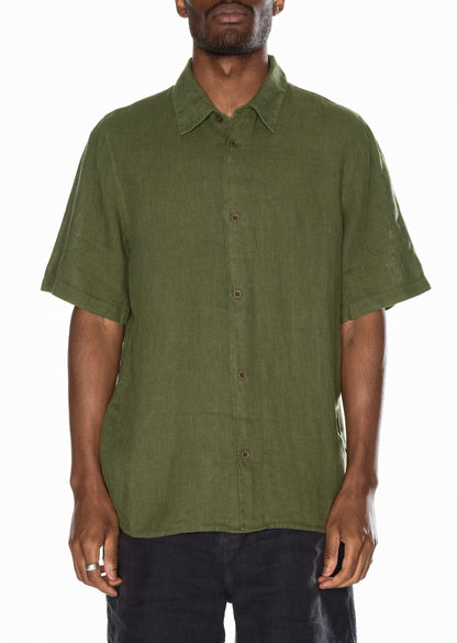 Short Sleeve Linen Shirt in Khaki