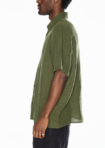 Short Sleeve Linen Shirt in Khaki