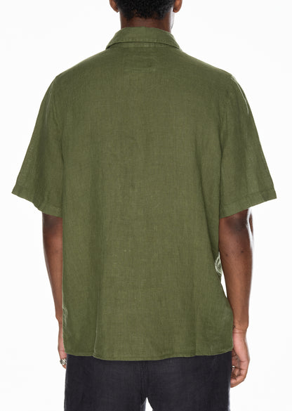 Short Sleeve Linen Shirt in Khaki