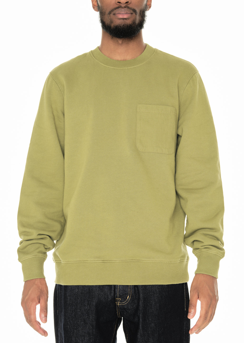 Woven Pocket Sweatshirt in Khaki