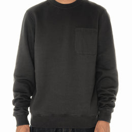 Woven Pocket Sweatshirt in Black