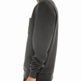 Woven Pocket Sweatshirt in Black