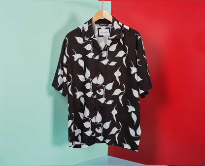 Short Sleeve Bowling Shirt in Charcoal