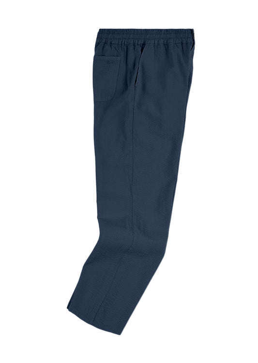 Seersucker Judd Trousers in Dark Navy