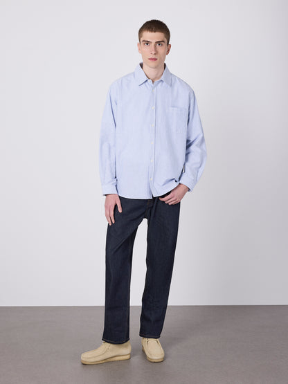 Boston Stripe Oxford Shirt in Navy/Off-White