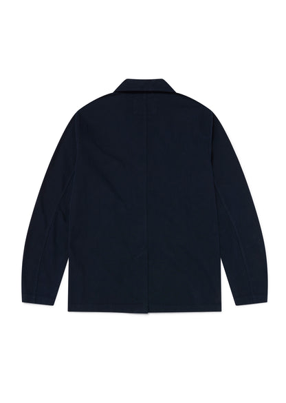 Unlined Herringbone Blazer in Dark Navy