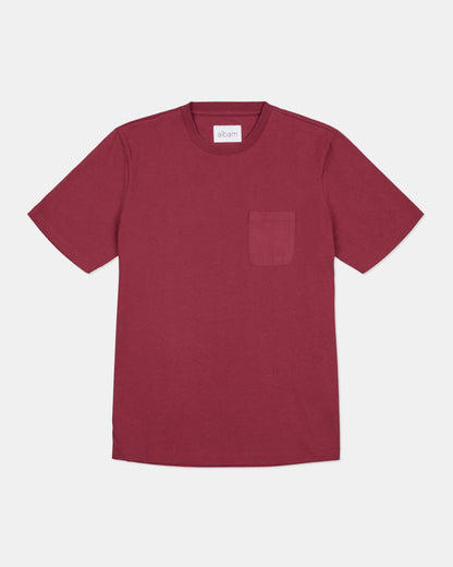 Woven Pocket T-Shirt in Deep Claret