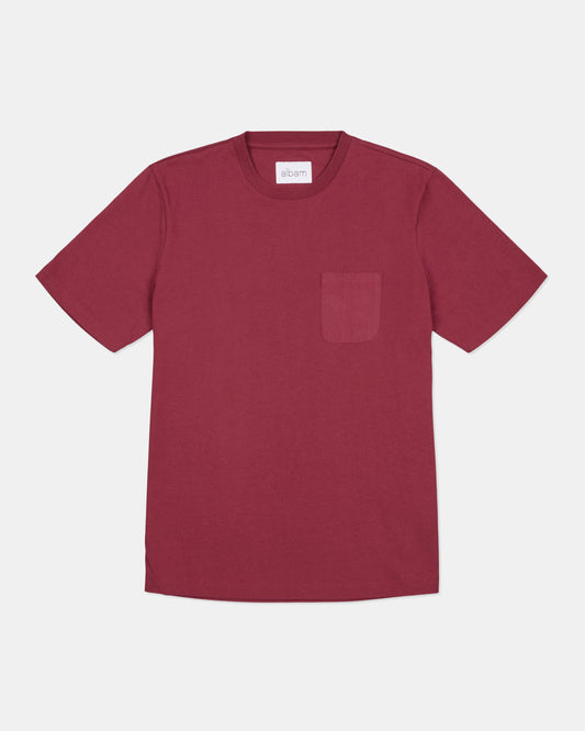 Woven Pocket T-Shirt in Deep Claret