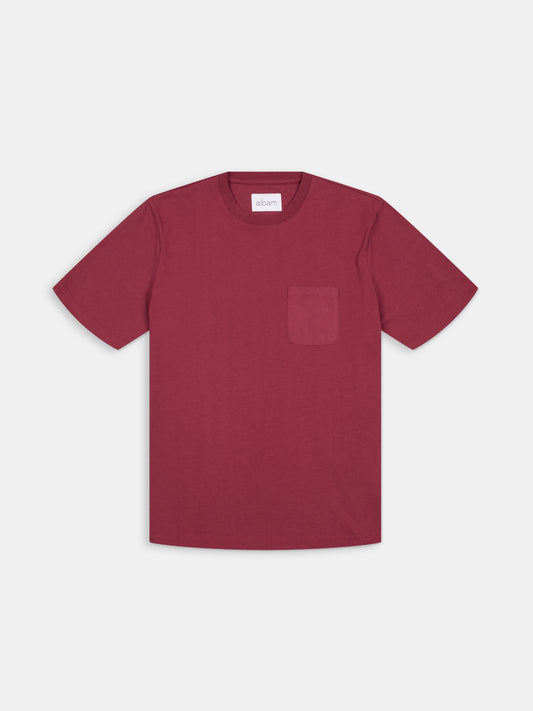 Woven Pocket T-Shirt in Deep Claret