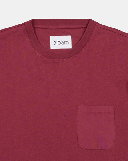 Woven Pocket T-Shirt in Deep Claret
