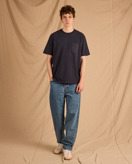 Woven Pocket T-Shirt in Dark Navy