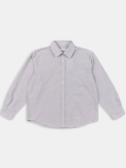 Boston Stripe Oxford Shirt in Brown/Off-White