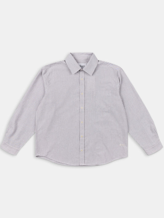 Boston Stripe Oxford Shirt in Brown/Off-White