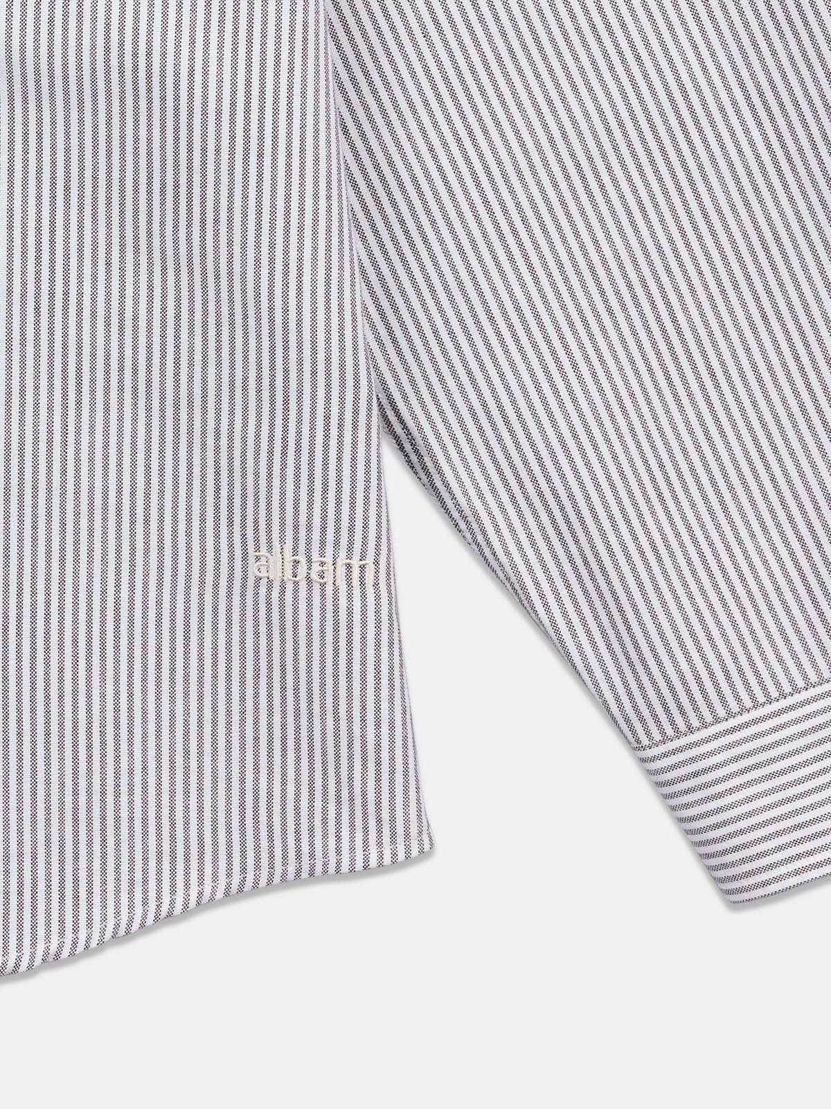 Boston Stripe Oxford Shirt in Brown/Off-White
