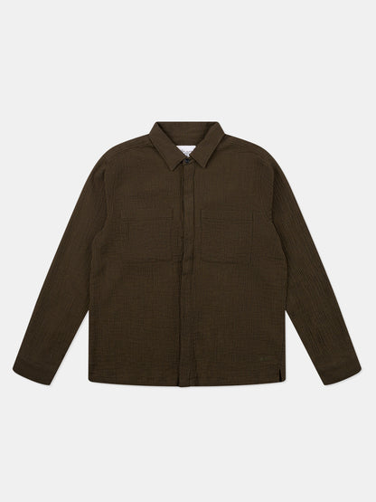 Islington Check Pocket Shirt in Dark Khaki