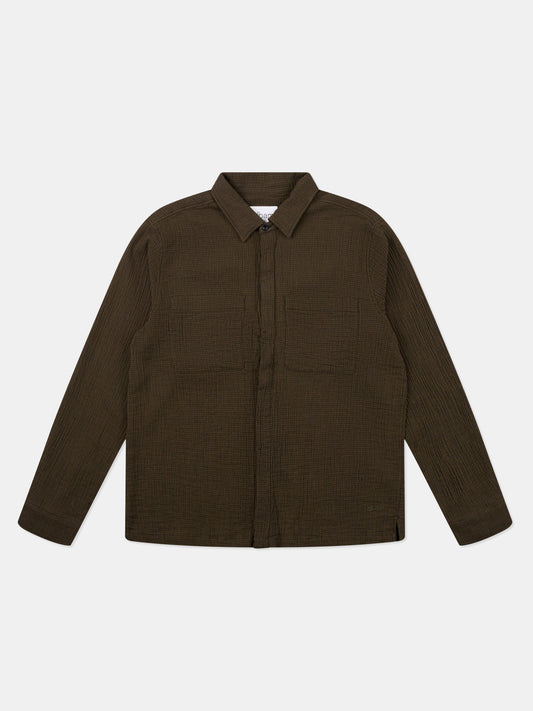 Islington Check Pocket Shirt in Dark Khaki