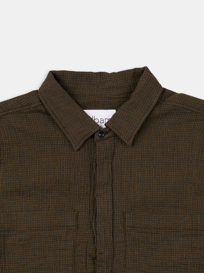 Islington Check Pocket Shirt in Dark Khaki
