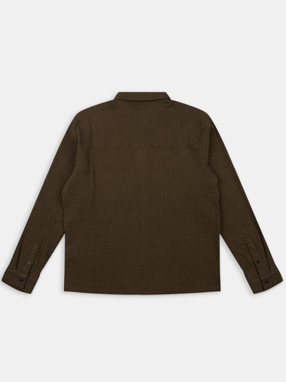 Islington Check Pocket Shirt in Dark Khaki