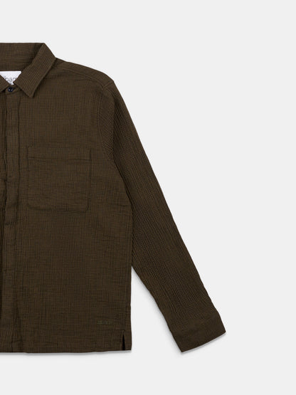 Islington Check Pocket Shirt in Dark Khaki