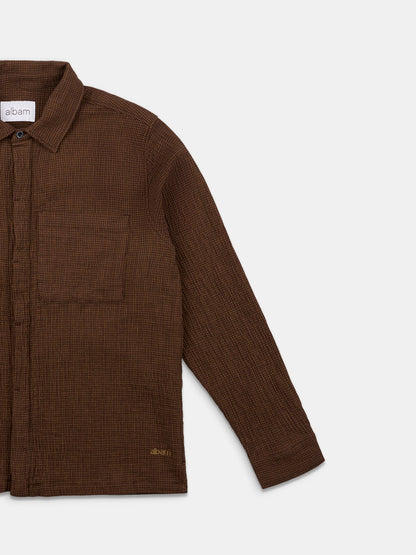 Islington Check Pocket Shirt in Deep Claret
