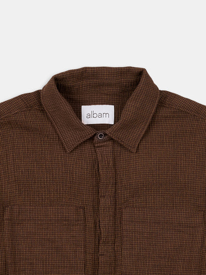 Islington Check Pocket Shirt in Deep Claret