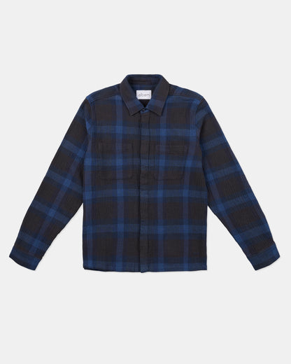 Islington Check Pocket Shirt in Dark Navy