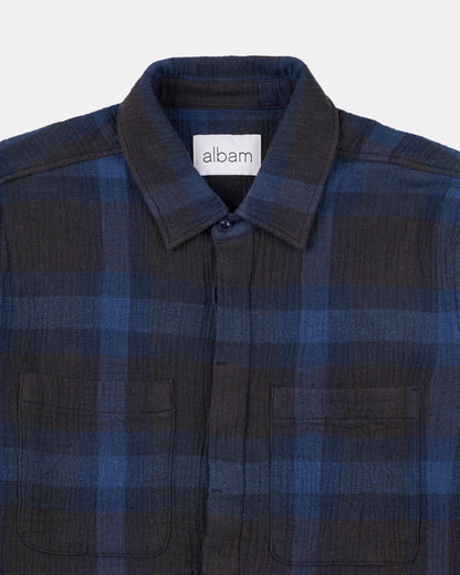 Islington Check Pocket Shirt in Dark Navy