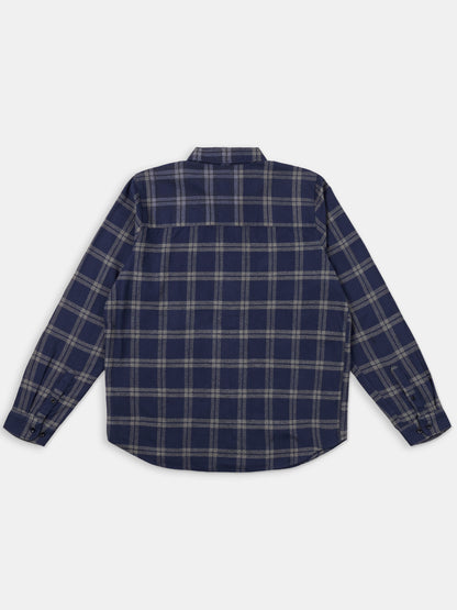 Kennedy Check Flannel Shirt in Dark Navy