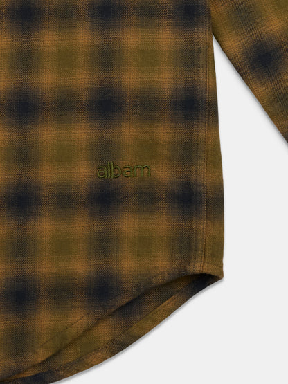 Kennedy Check Flannel Shirt in Dark Khaki