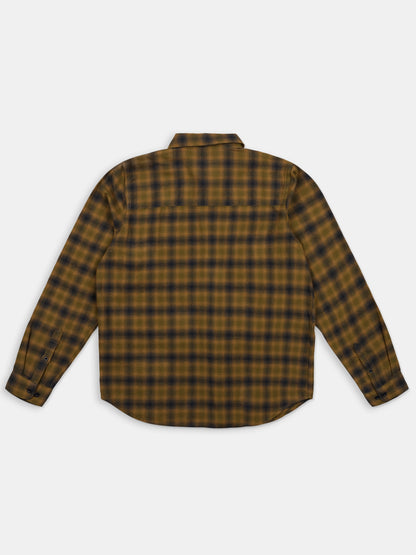 Kennedy Check Flannel Shirt in Dark Khaki