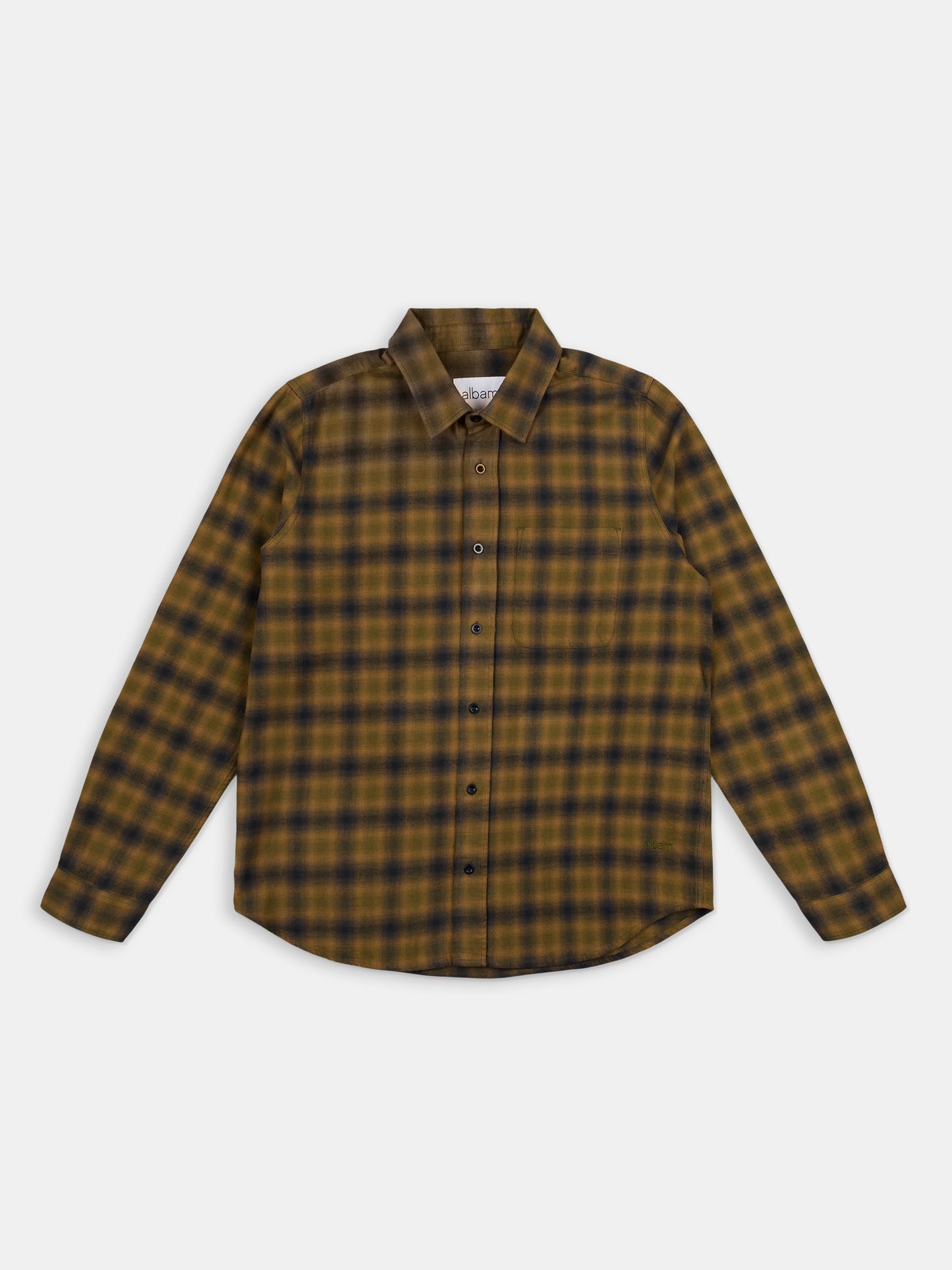 Kennedy Check Flannel Shirt in Dark Khaki