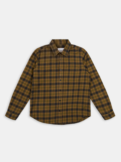 Kennedy Check Flannel Shirt in Dark Khaki