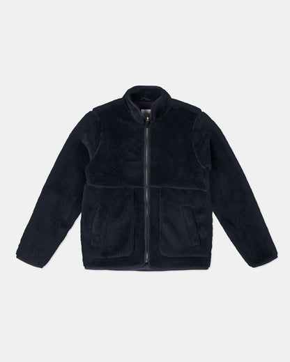Dudley Zip Through Fleece Jacket in Dark Navy