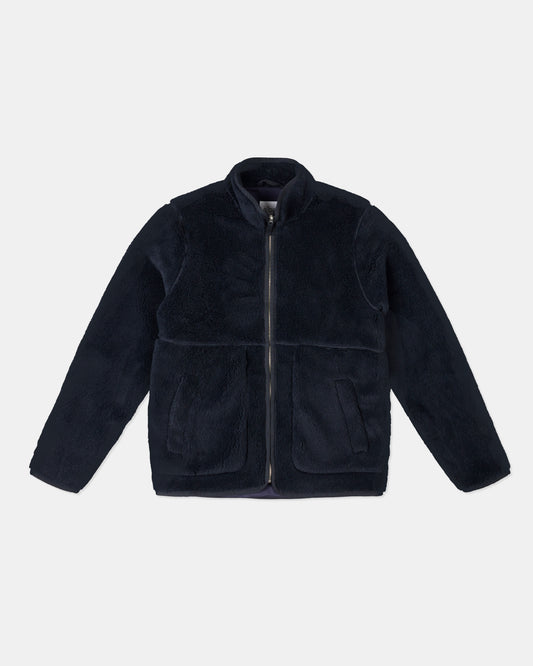 Dudley Zip Through Fleece Jacket in Dark Navy