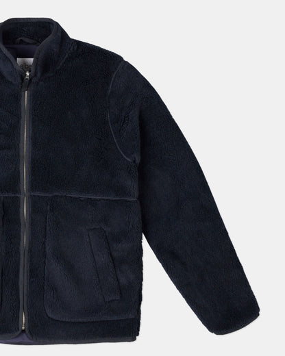 Dudley Zip Through Fleece Jacket in Dark Navy