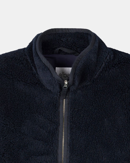 Dudley Zip Through Fleece Jacket in Dark Navy