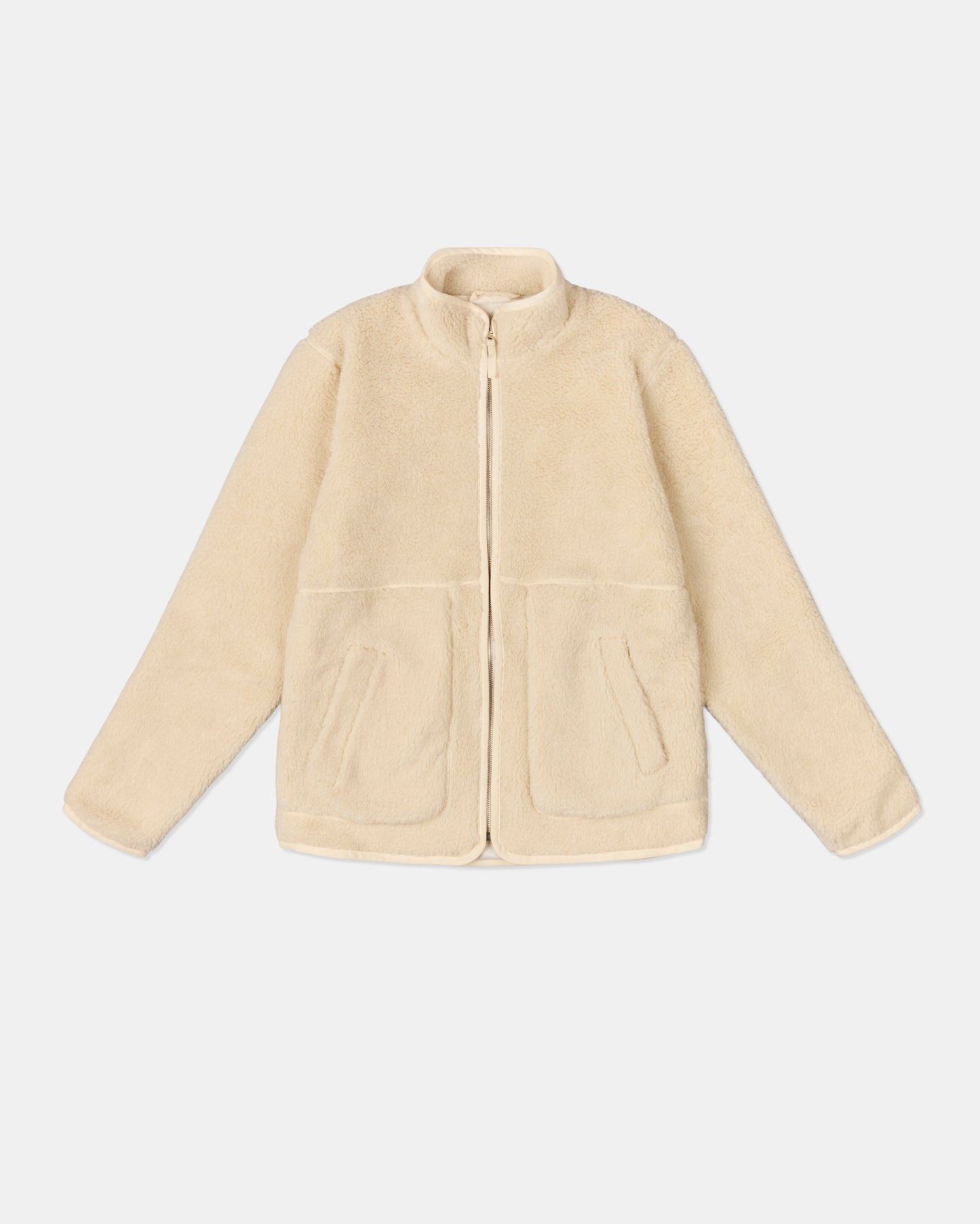 Dudley Zip Through Fleece Jacket in Ecru