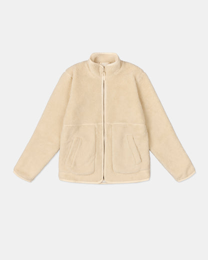 Dudley Zip Through Fleece Jacket in Ecru