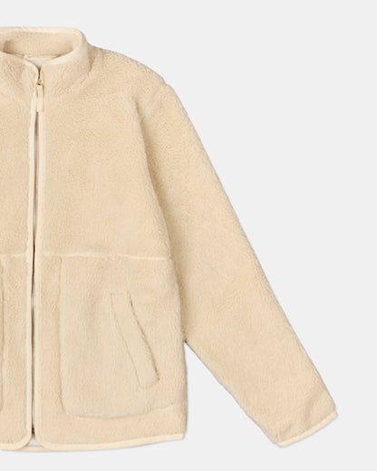 Dudley Zip Through Fleece Jacket in Ecru