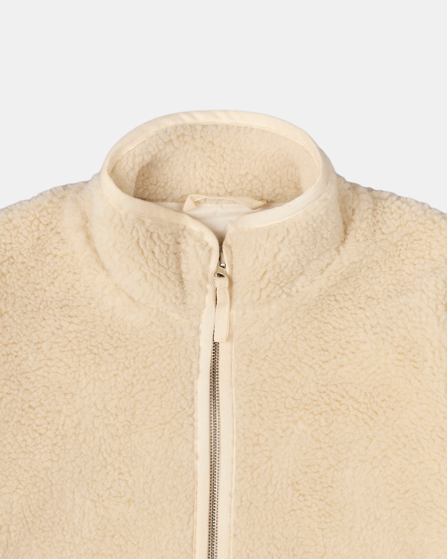 Dudley Zip Through Fleece Jacket in Ecru